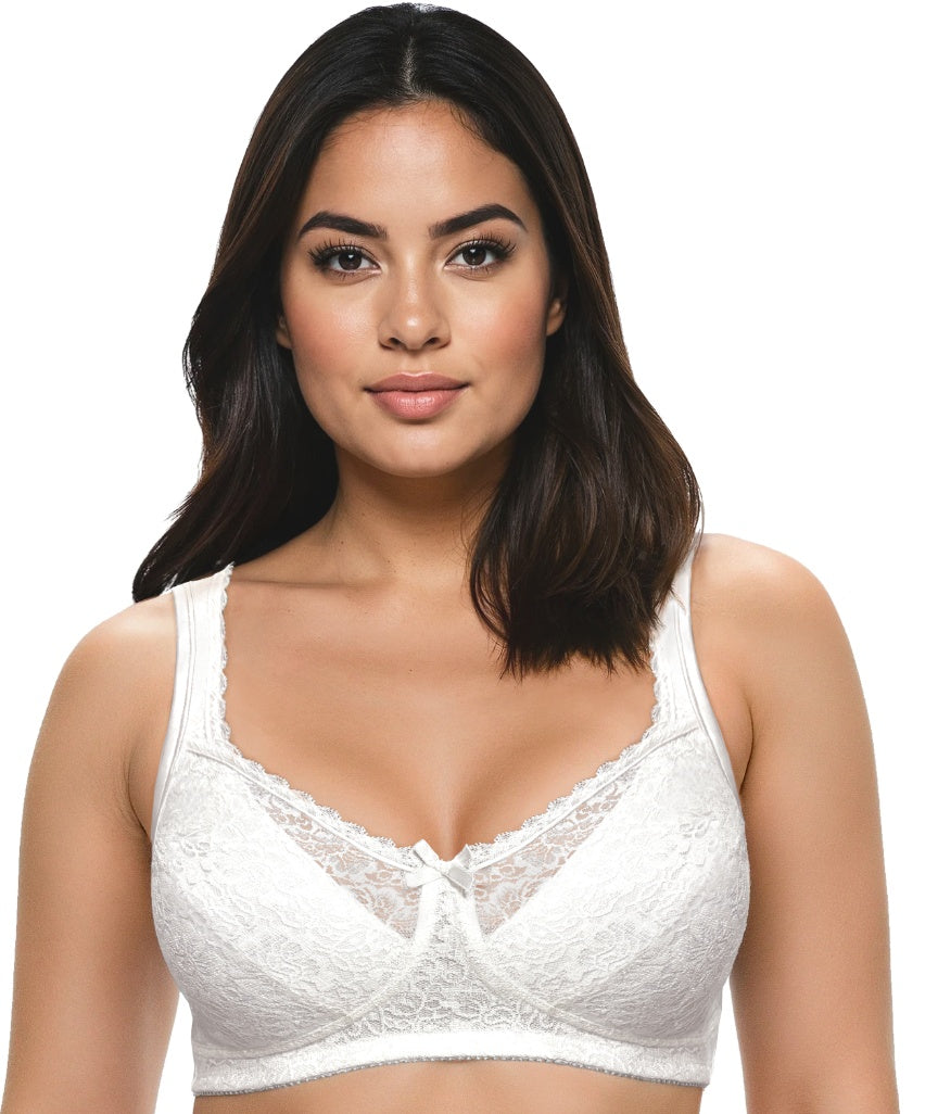 Exquisite Form Fully Wireless Full Coverage Comfort Lace Bra - White 