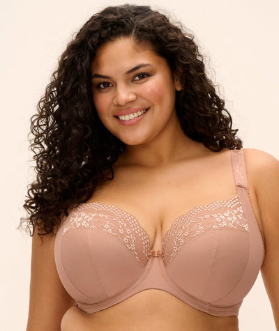 Elomi Lucie Underwire Stretch Plunge Bra - Mocha – 12GG