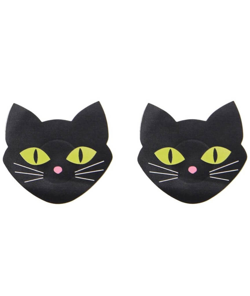 Curvy Cat Shaped Shine In The Dark Nipple Covers - Black 