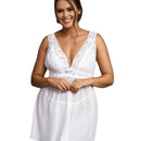Curvy Deep V-neck Mesh Babydoll - White