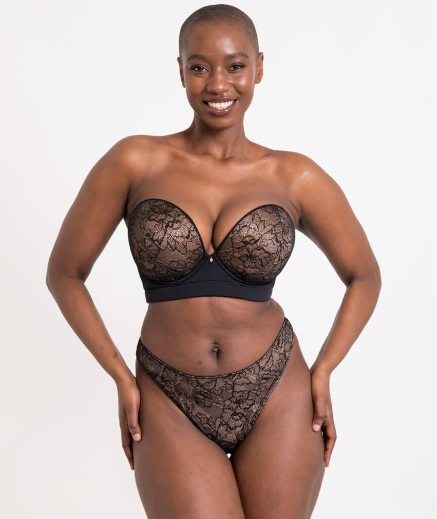 Curvy Kate Hey Girls Thong - Black/Latte