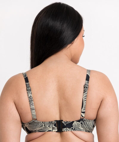 Curvy Kate Ripple Reef Balcony Bikini Top - Black Print Swim 