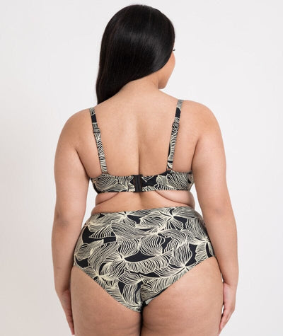 Curvy Kate Ripple Reef Balcony Bikini Top - Black Print Swim 
