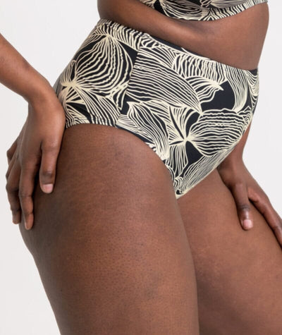 Curvy Kate Ripple Reef High Waist Bikini Brief - Black Print Swim 