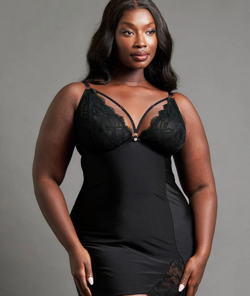 Scantilly Embrace Wired Deep Plunge Chemise - Black 