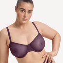 Nala Mesh Balconette Bra - Mulberry