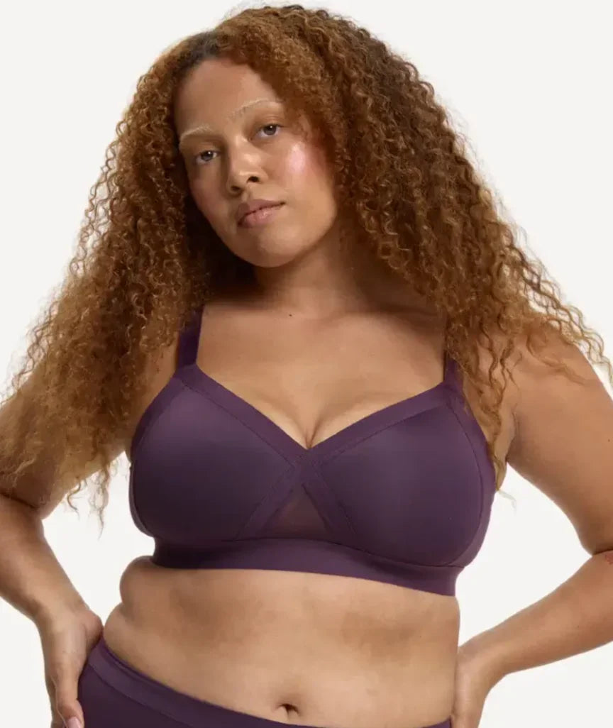 Nala Padded Support Wirefree Bralette - Mulberry 