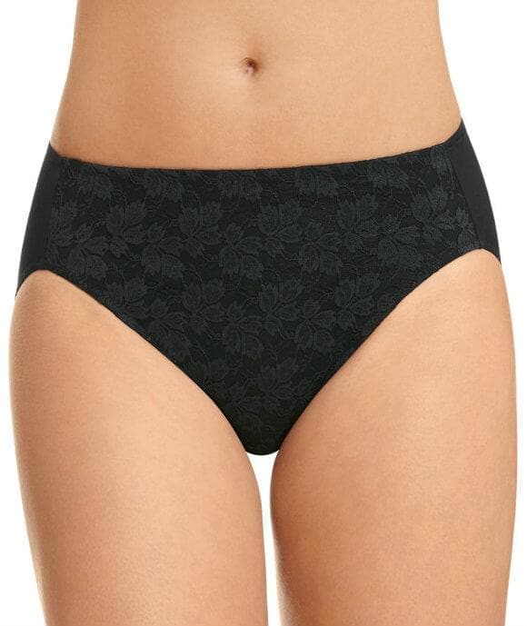 Jockey No Ride Up Microfibre and Lace Hi Brief - Black Knickers 10  