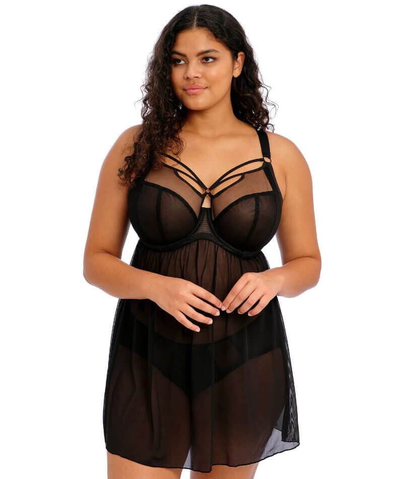 Elomi Sachi Underwired Babydoll - Black Babydoll / Chemise  