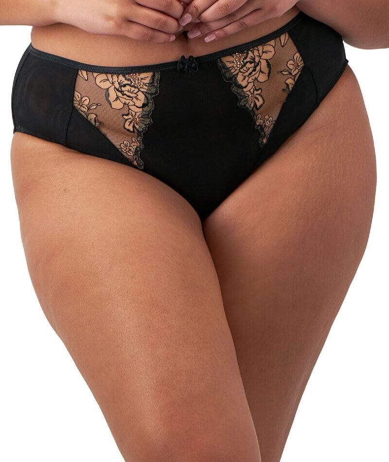 Elomi Teagan High Leg Brief - Black/Almond Knickers  