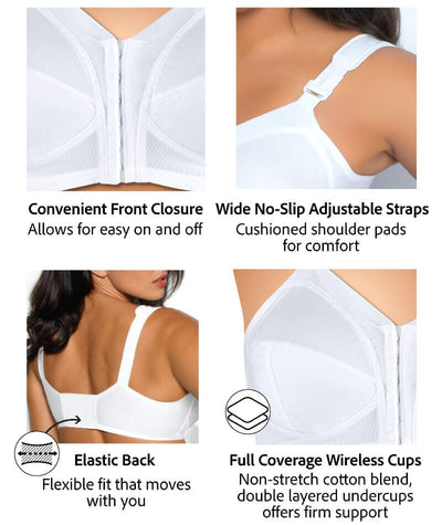 Exquisite Form Fully Front Close Wire-Free Classic Support Bra- White Bras 