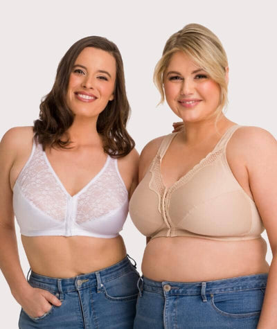 Exquisite Form Fully Front Close Wire-Free Cotton Posture Bra With Lace - Black Bras 