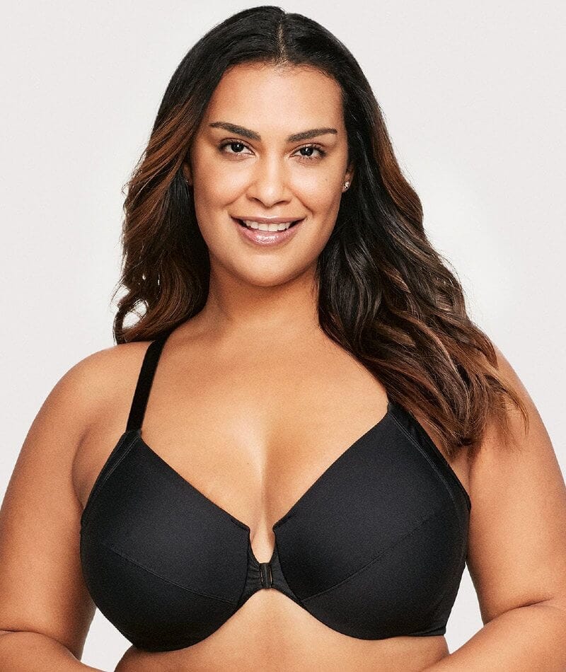 Glamorise Front-Closure Smoothing WonderWire Bra - Black Bras  