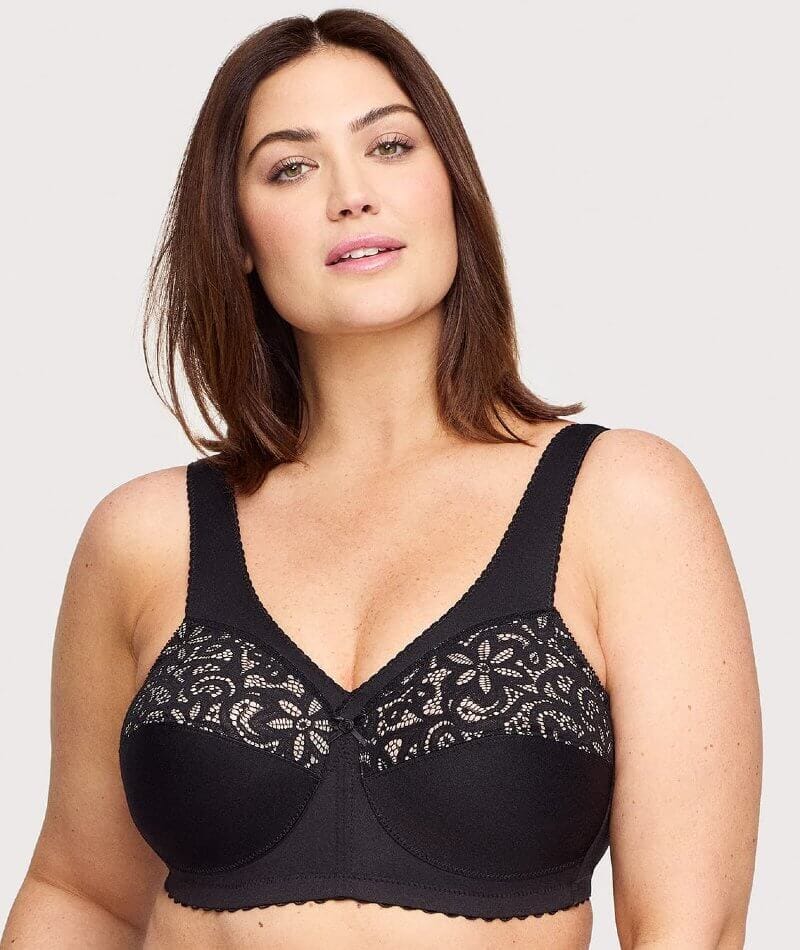 Glamorise Magiclift Cotton Support Wire-Free Bra - Black Bras  