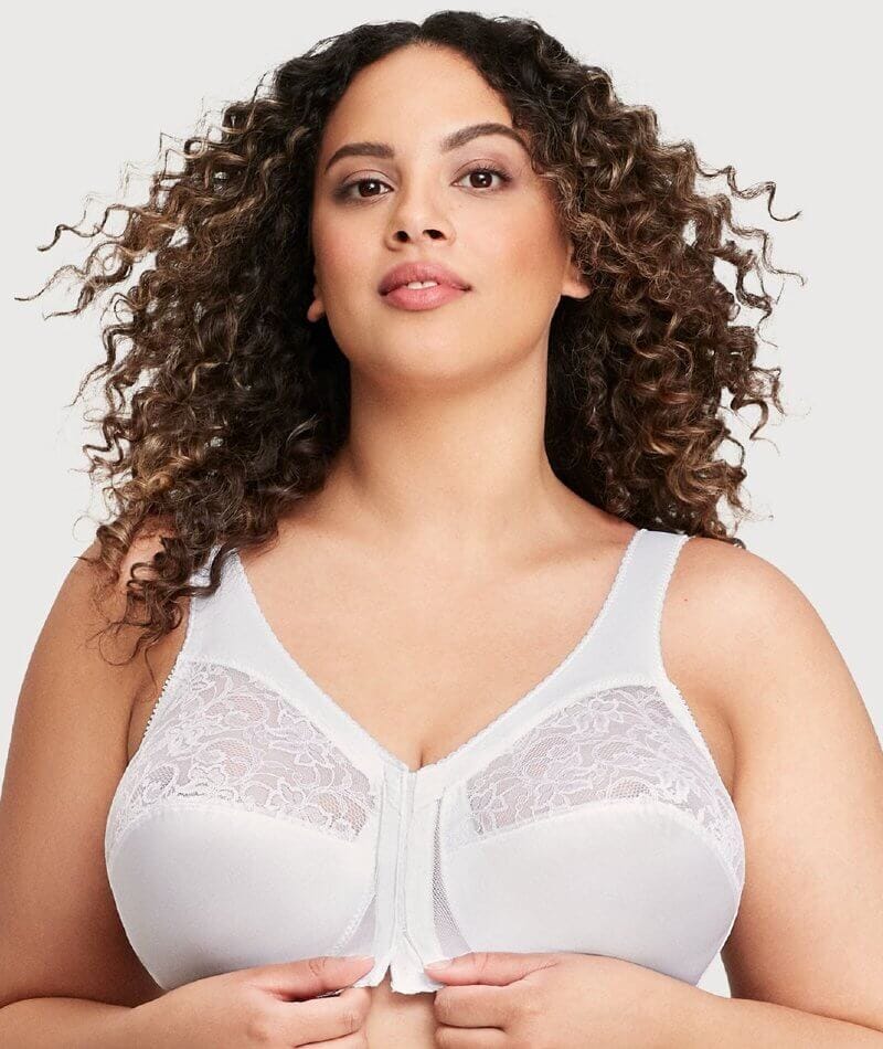 Glamorise Magiclift Front-Closure Support Wire-Free Bra - White Bras  