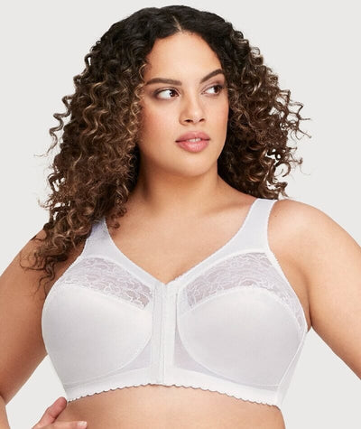 Glamorise Magiclift Front-Closure Support Wire-Free Bra - White Bras 