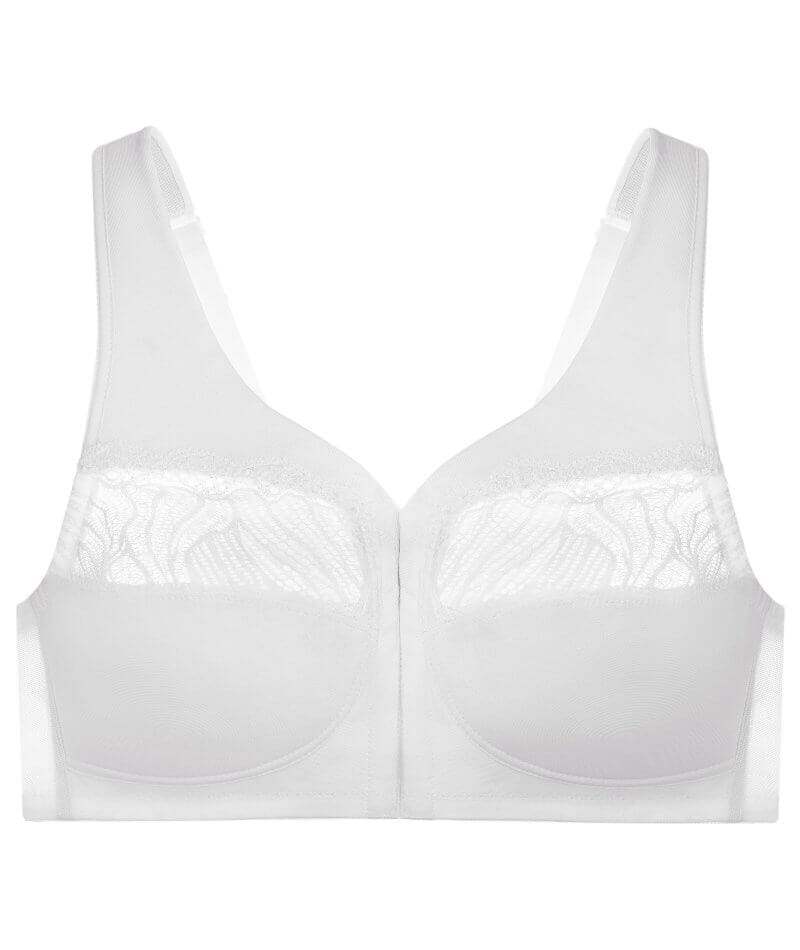 Glamorise Magiclift Natural Shape Wire-Free Front-Closure Bra - White Bras 