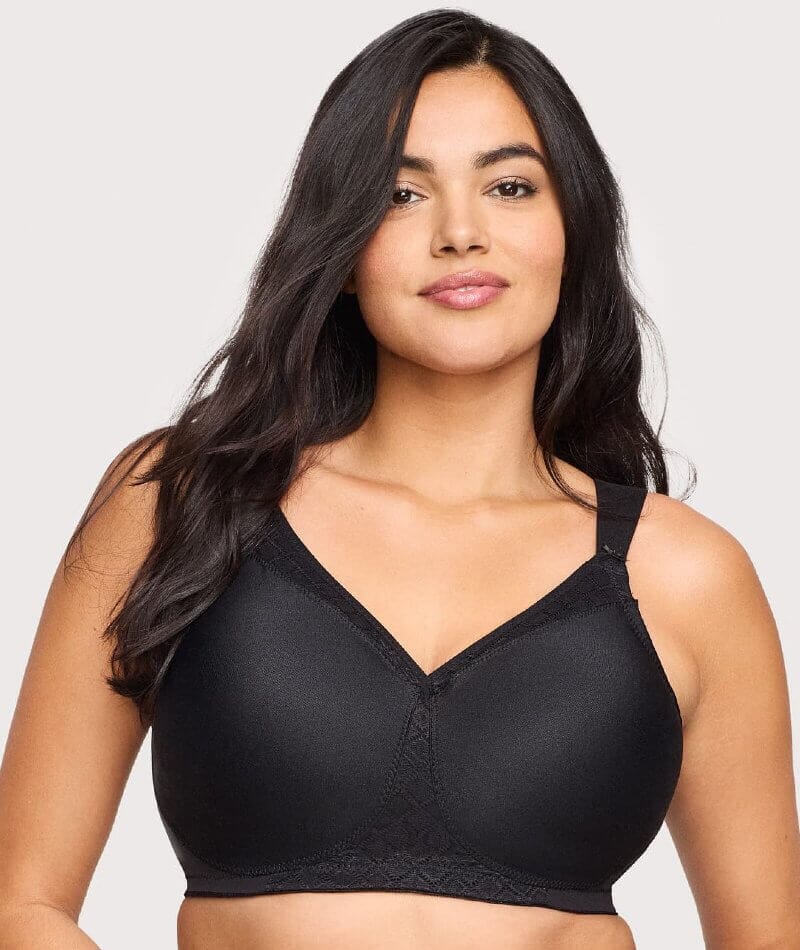 Glamorise Magiclift Seamless Support Wire-Free T-Shirt Bra - Black Bras  