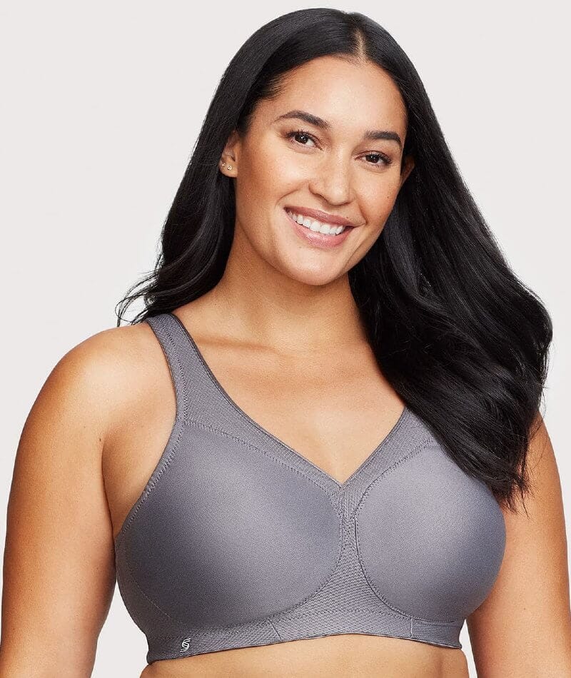 Glamorise Magiclift Seamless Wire-Free Sports Bra - Charcoal Gray Bras  