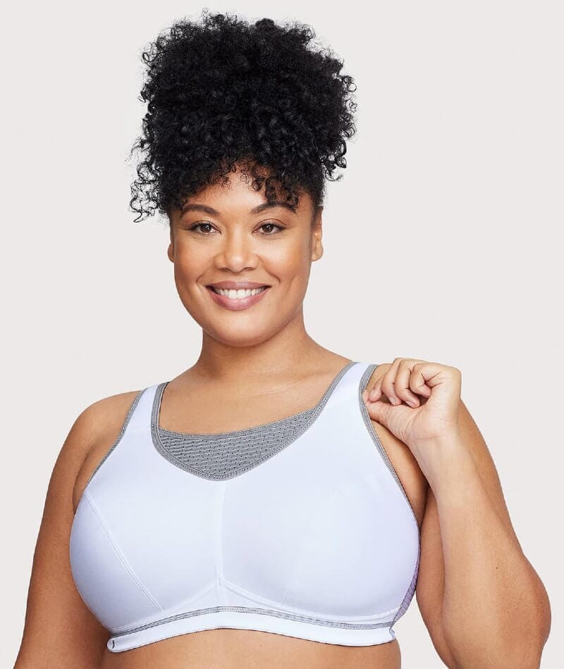 Glamorise No-Bounce Camisole Elite Wire-Free Sports Bra - White/Gray Bras  