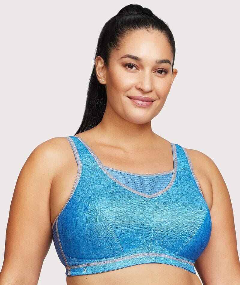 Glamorise No-Bounce Camisole Elite Wire-Free Sports Bra - Light Denim Bras  