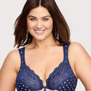 Glamorise WonderWire Front-Closure Bra - Navy Print