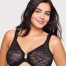 Glamorise WonderWire Front-Closure Stretch Lace Bra - Black