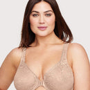 Glamorise WonderWire Front-Closure Stretch Lace Bra - Cafe