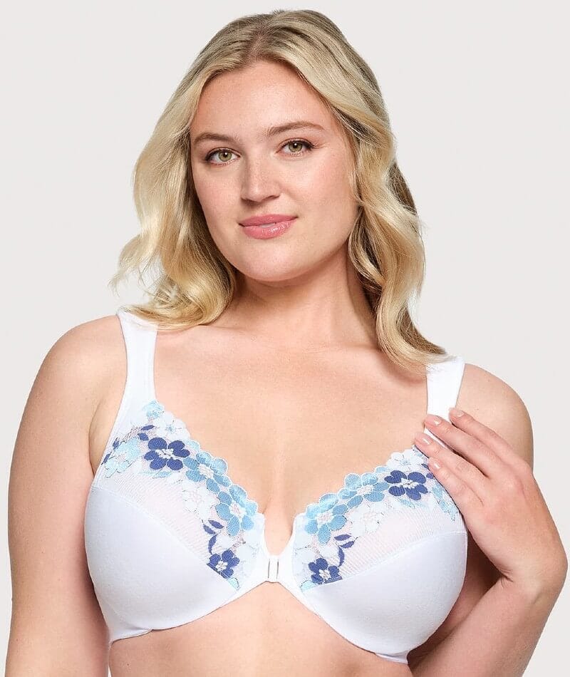 Glamorise WonderWire Front-Closure Cotton Bra - White Bras  