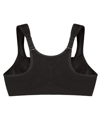 Glamorise WonderWire Front-Closure Posture Back Lace Bra - Black
