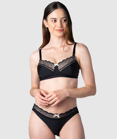 Hotmilk Show Off Maternity Wirefree Nursing Bra - Black Bras 