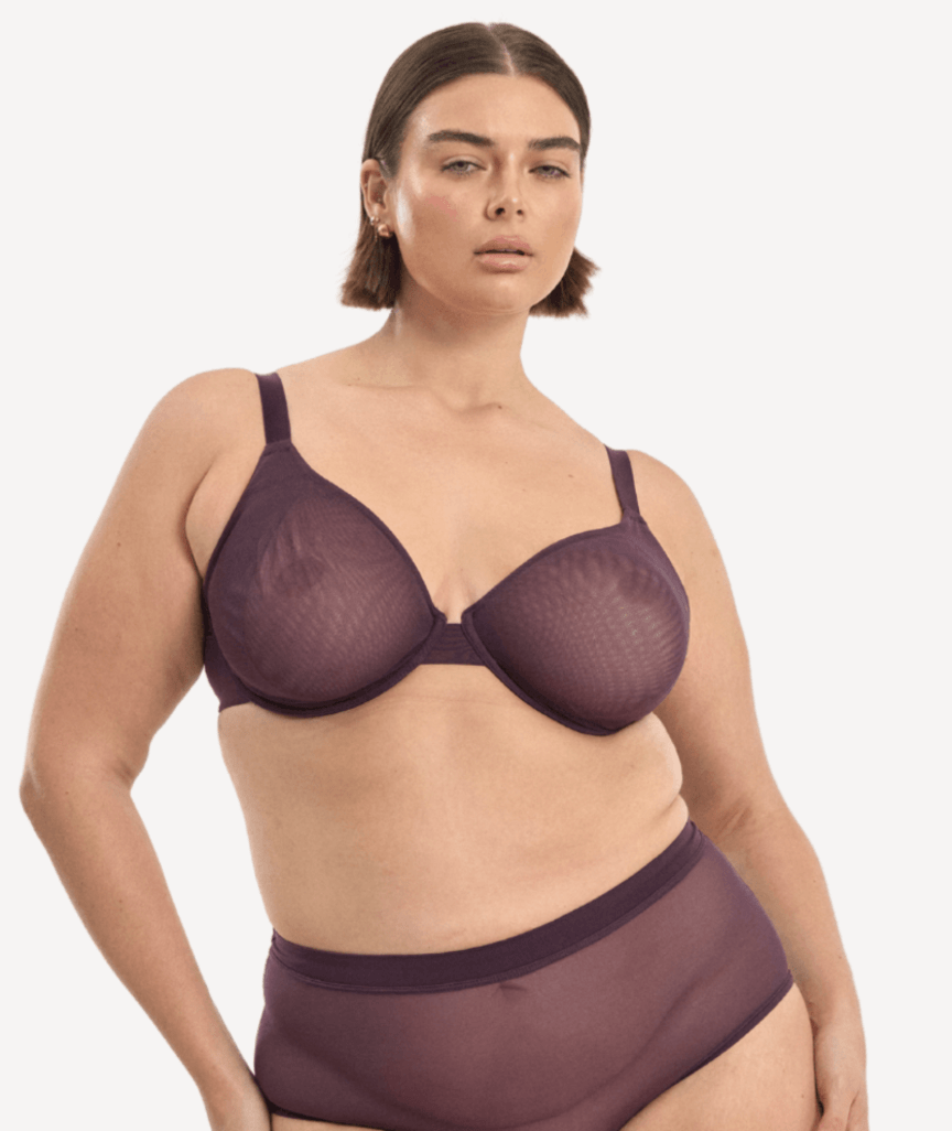 Nala Mesh Underwire Bra - Mulberry 