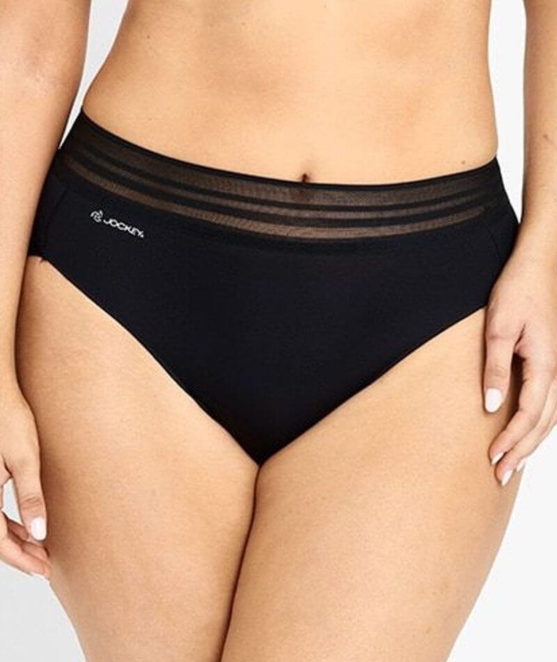 Jockey No Panty Line Promise Sheer Tops Hi Cut Brief - Black Knickers  