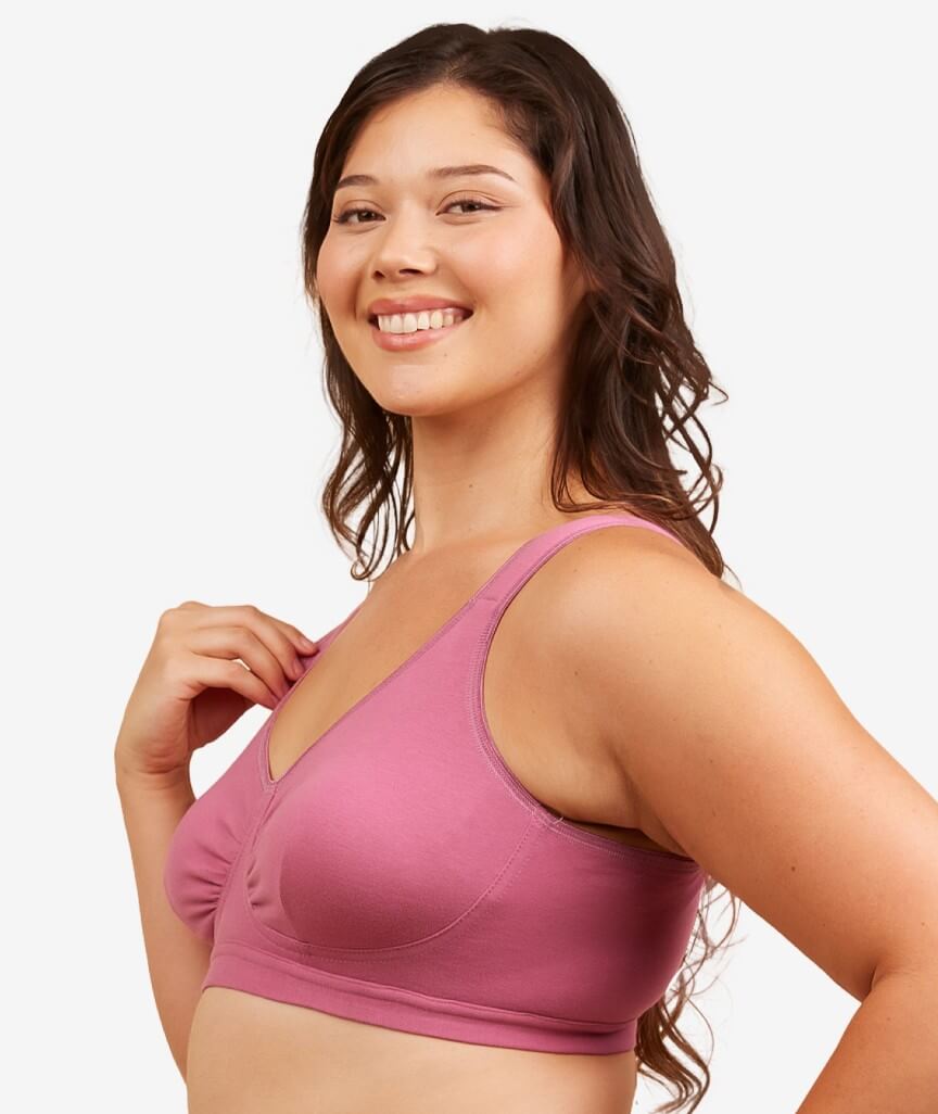 Leading Lady The Evie Plus Size Wire-free Cotton Comfort Bra - Raspberry Rose