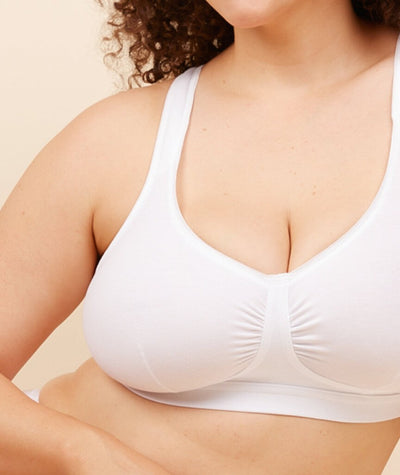 Leading Lady The Evie Plus Size Wire-free Cotton Comfort Bra - White