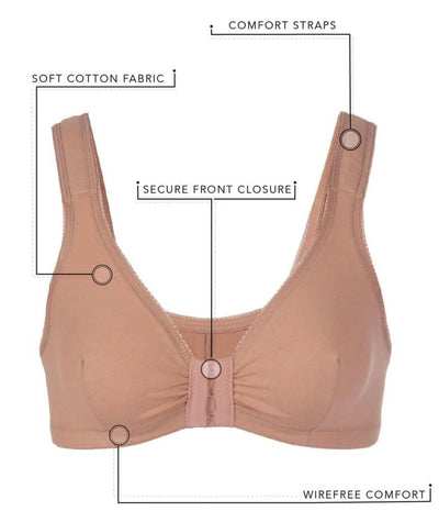 Leading Lady The Meryl Cotton Front Opening Wire-free Leisure Bra - Ecru Bras 