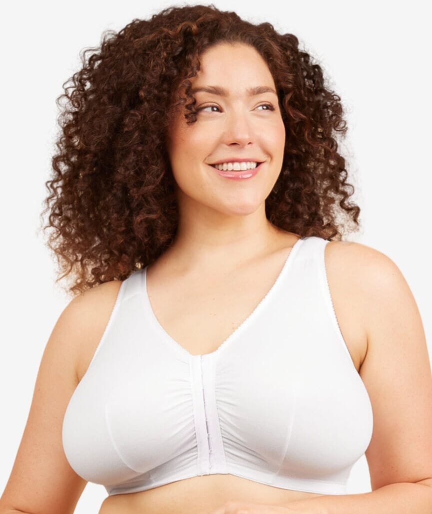 Leading Lady The Meryl Cotton Front Opening Wire-free Leisure Bra - White Bras 