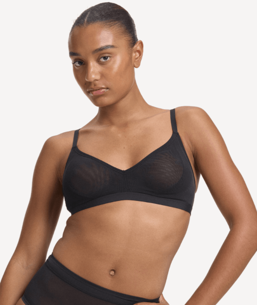 Nala Mesh Comfort Wirefree Bralette Bra - Licorice 