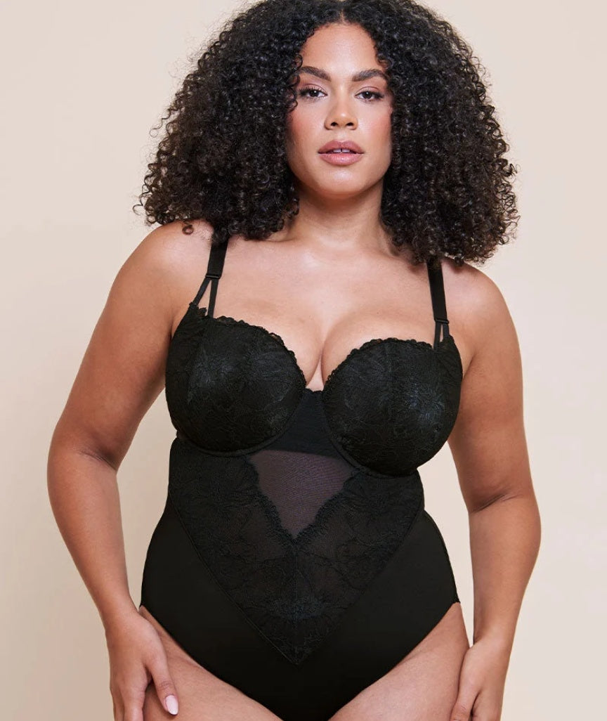 Curvy Kate Boost Lace Padded Balcony Bodysuit - Black 