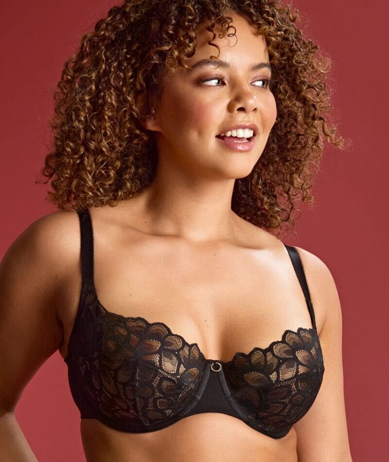 Panache Allure Underwired Demi Balcony Bra - Black / Latte Bras  