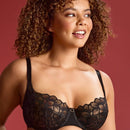 Panache Allure Underwired Demi Balcony Bra - Black / Latte
