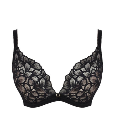 Panache Allure Underwired Demi Plunge Bra - Black / Latte