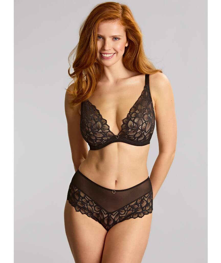 Panache Allure Underwired Demi Plunge Bra - Black / Latte
