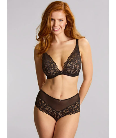 Panache Allure Underwired Demi Plunge Bra - Black / Latte