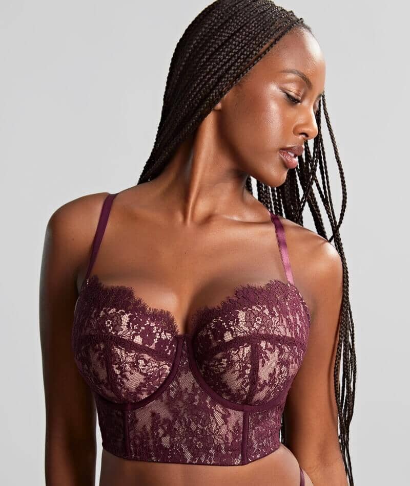 Panache Carmen Lace Underwired Bustier - Mulberry Bras  