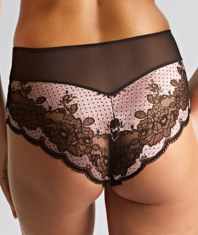 Panache Clara Deep Brief - Black/Pink Knickers 