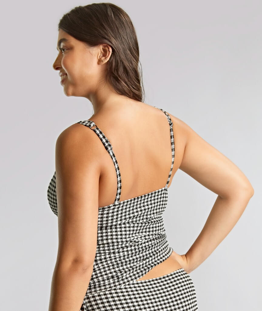 Panache Swimwear Gingham Iris Balconnet Underwired Tankini - Black Gingham