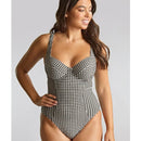 Panache Swimwear Gingham Paloma Balconnet Underwire One Piece Swimsuit - Black Gingham