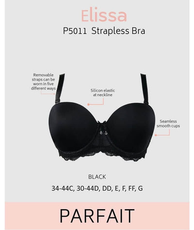 Parfait Elissa Underwired Strapless Bra - Black Bras 