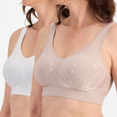Playtex Comfort Revolution Contour Dot Wire-free 2 Pack Bra - Evening Blush/White